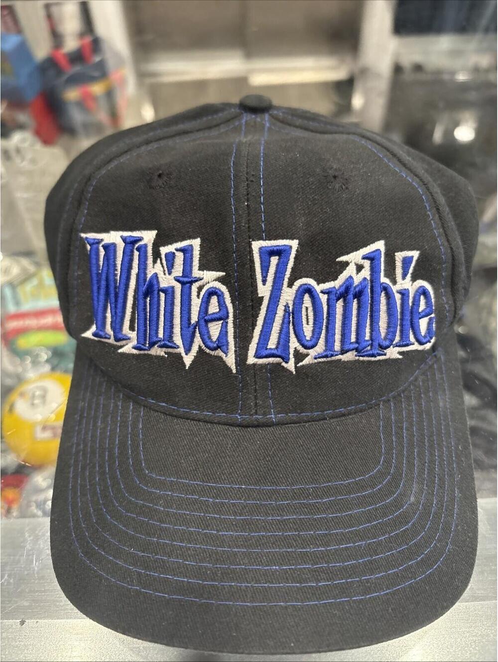 Rare 90’s White Zombie Giant Tag Band Snap Back Hat